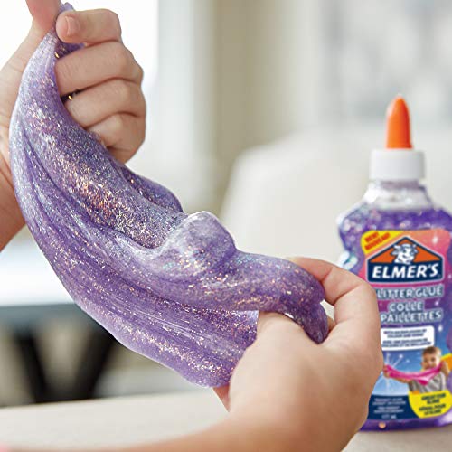 Elmer’s Kit Slime con Purpurina, pegamento morado y azul + 2 botellas de activador líquido mágico, 4 unidades