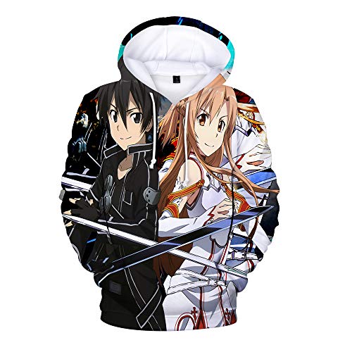 ELOLOPO Sword Art Online Pullover Impreso Animado con Capucha Estilo Deportes Camiseta Ocasional de Moda Camisa de Entrenamiento for Adultos y niños Unisex (Color : A14, Size : 140)