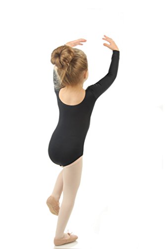 elowel | Leotardo |Gimnasia-Ballet Traje Deportivo para Nina | Manga Larga | Suave y Elastico | Tamaño: 6-8 Años | Color: Negro