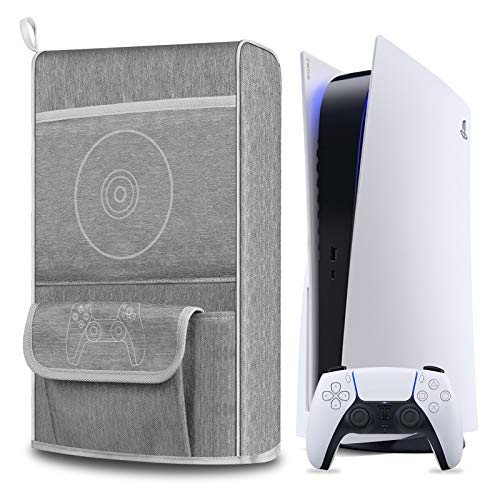 Elygo Cubierta Antipolvo para PS5,Funda Protectora para Sony Playstation 5,Antiarañazos a Prueba de Agua,Soporte para PS5,Controladores y 12 Discos de Juegos (Gris) Elygo Cubierta Antipolvo para PS5,Funda Protectora para Sony Playstation 5,Antiarañazos a Prueba de Agua,Soporte para PS5,Controladores y 12 Discos de Juegos (Gris)