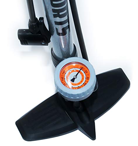 EM BIKE Bomba Inflador de Suelo Portátil con Manómetro Profesional para Válvulas Presta y Schrader Alta Presión (160 PSI/ 11 Bar) EM BIKE Bomba Inflador de Suelo Portátil con Manómetro Profesional para Válvulas Presta y Schrader Alta Presión (160 PSI/ 11 Bar)
