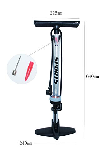 EM BIKE Bomba Inflador de Suelo Portátil con Manómetro Profesional para Válvulas Presta y Schrader Alta Presión (160 PSI/ 11 Bar) EM BIKE Bomba Inflador de Suelo Portátil con Manómetro Profesional para Válvulas Presta y Schrader Alta Presión (160 PSI/ 11 Bar)
