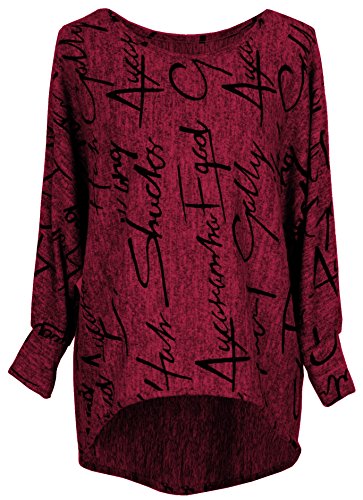 Emma & Giovanni - Oversize Top Manga Larga Loose Fit - Mujer (L-XL, Bordeaux)