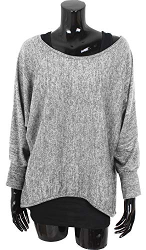 Emma & Giovanni - Pullover - Top - Mujer (M-L, Gris)