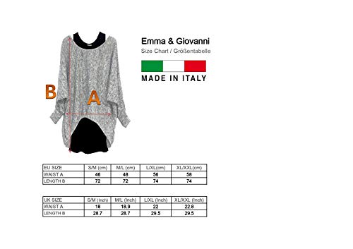 Emma & Giovanni - Pullover - Top - Mujer (S-M, Azul eléctrico)