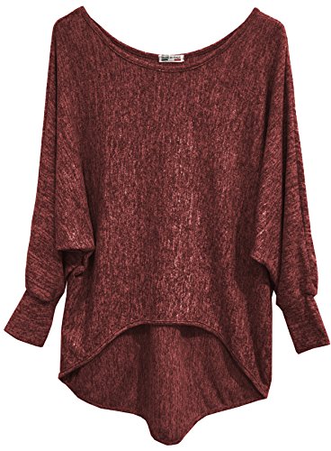 Emma & Giovanni -Top Manga Larga - Mujer (XL-XXL, Bordeaux)