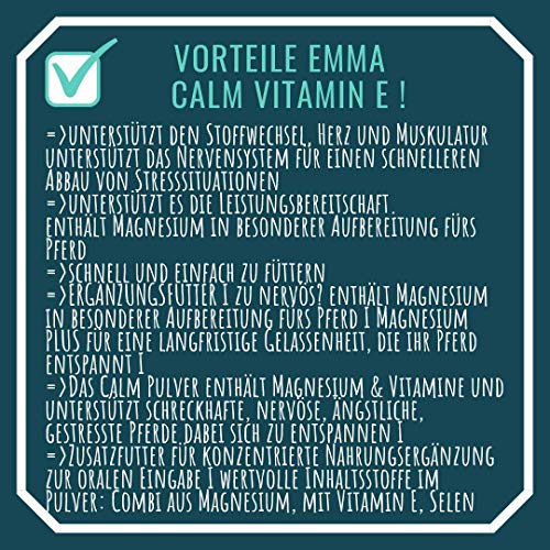 EMMA® Polvo de magnesio I Calm Plus Vitamina E Selenio I Set para calmar I 1 Booster Pasta Vitamina B12 L Tryptopano I para nervios I en caso de ansiedad Caballo terrible I 1 kg + 1 x 30 ml EMMA® Polvo de magnesio I Calm Plus Vitamina E Selenio I Set para calmar I 1 Booster Pasta Vitamina B12 L Tryptopano I para nervios I en caso de ansiedad Caballo terrible I 1 kg + 1 x 30 ml