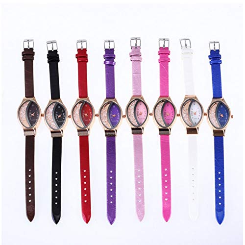 EmNarsissus Reloj de señora de Arena movediza elíptica Tipo Media Luna Reloj de Mujer de Moda Relojes de Pulsera Mejor Regalo para Mujer