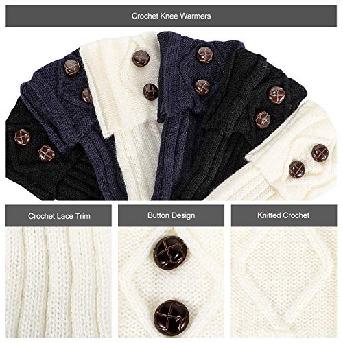 Emooqi 3 Pares Calentadores de Pierna para Mujer, Calentadores de Piernas de Invierno Cálidos Punto Ganchillo Calcetines Cortos para Botas Niñas y Mujeres Emooqi 3 Pares Calentadores de Pierna para Mujer, Calentadores de Piernas de Invierno Cálidos Punto Ganchillo Calcetines Cortos para Botas Niñas y Mujeres