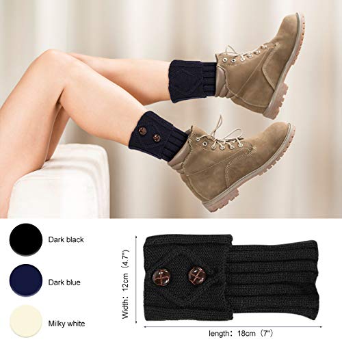 Emooqi 3 Pares Calentadores de Pierna para Mujer, Calentadores de Piernas de Invierno Cálidos Punto Ganchillo Calcetines Cortos para Botas Niñas y Mujeres Emooqi 3 Pares Calentadores de Pierna para Mujer, Calentadores de Piernas de Invierno Cálidos Punto Ganchillo Calcetines Cortos para Botas Niñas y Mujeres