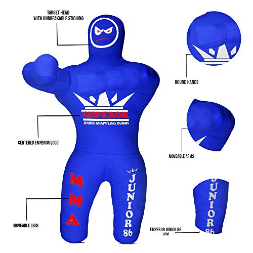 Emperor Muñeco deportivo para niños BJJ de lucha libre, saco de boxeo MMA brasileño, Jiu Jitsu para niños, judo para jóvenes lanzar boxeo, maniquí sin relleno (azul)