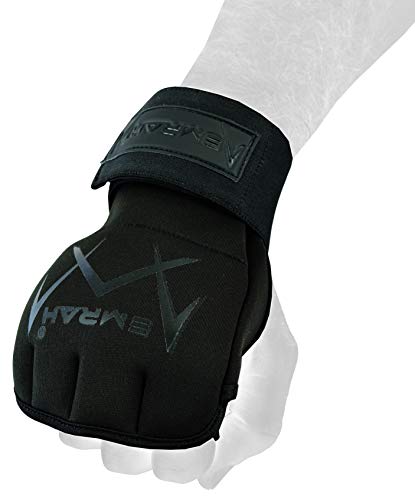 EMRAH Advanced Pro Grip Guantes de boxeo ESV-300 Guantes de boxeo para manos y muñecas, guantes interiores de gel de boxeo, vendajes de gel (V4-negro, grande)