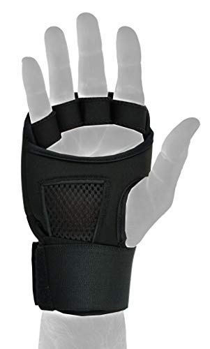 EMRAH Advanced Pro Grip Guantes de boxeo ESV-300 Guantes de boxeo para manos y muñecas, guantes interiores de gel de boxeo, vendajes de gel (V4-negro, grande)