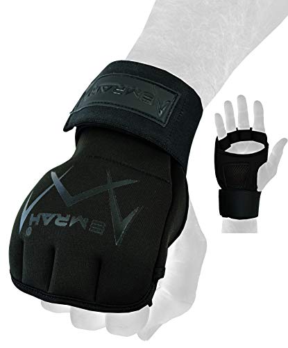 EMRAH Advanced Pro Grip Guantes de boxeo ESV-300 Guantes de boxeo para manos y muñecas, guantes interiores de gel de boxeo, vendajes de gel (V4-negro, grande)