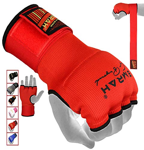 EMRAH Cinta Boxeo Vendas Mano Muñeca Elasticas Interiores Guantes MMA Envolturas Vendaje Kick Boxing -X (Medio, Rojo)