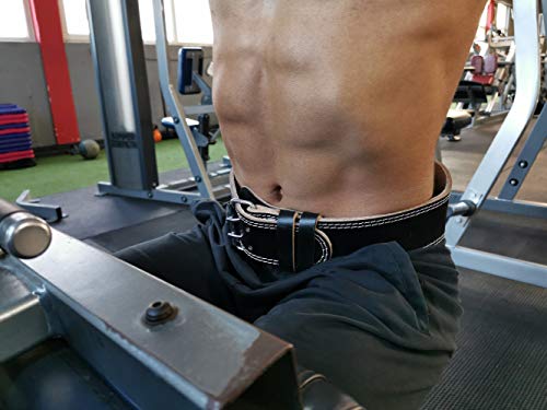 EMRAH Cinturón de levantamiento de pesas de piel para hombres y mujeres – Powerlifitng en sentadillas, entrenamiento de gimnasio Deadlift – Soporte de espalda (negro, 2XL)