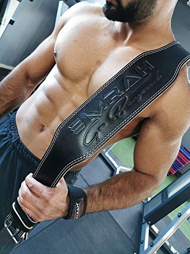 EMRAH Cinturón de levantamiento de pesas de piel para hombres y mujeres – Powerlifitng en sentadillas, entrenamiento de gimnasio Deadlift – Soporte de espalda (negro, 2XL)