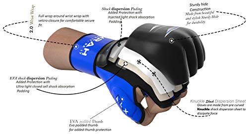 EMRAH Cuero Robusto Piel Agarrar MMA Guantes Jaula Lucha Sparring MMA Gloves Guante Entrenamiento F7W (Azul, Medio) EMRAH Cuero Robusto Piel Agarrar MMA Guantes Jaula Lucha Sparring MMA Gloves Guante Entrenamiento F7W (Azul, Medio)