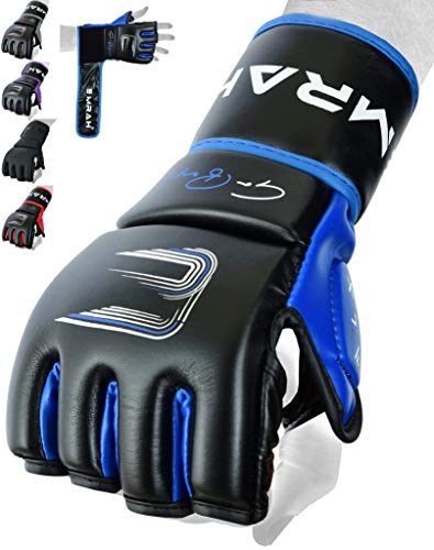 EMRAH Cuero Robusto Piel Agarrar MMA Guantes Jaula Lucha Sparring MMA Gloves Guante Entrenamiento F7W (Azul, Medio) EMRAH Cuero Robusto Piel Agarrar MMA Guantes Jaula Lucha Sparring MMA Gloves Guante Entrenamiento F7W (Azul, Medio)