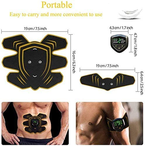 EMS Electroestimulador Muscular Abdominales, USB Recargable EMS Estimulador Muscular Abdominales para Abdomen/Cintura/Pierna/Brazo/Glúteos