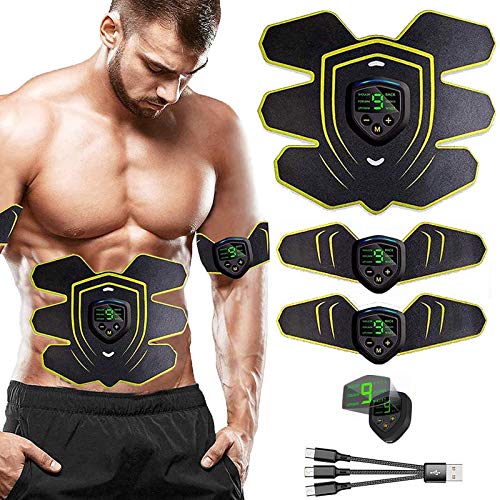 EMS Electroestimulador Muscular Abdominales, USB Recargable EMS Estimulador Muscular Abdominales para Abdomen/Cintura/Pierna/Brazo/Glúteos