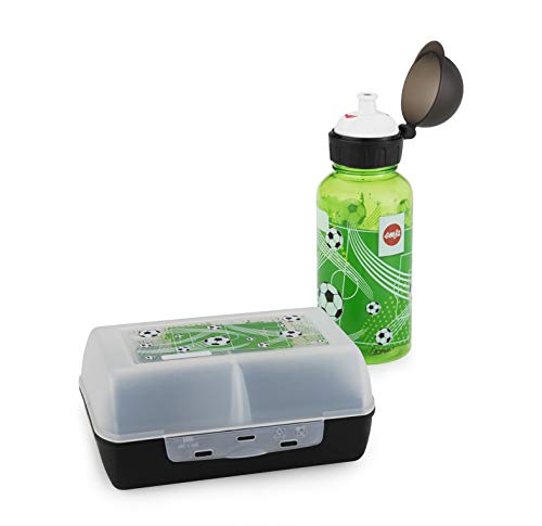 Emsa 518140 - Set botella de agua y fiambrera fútbol para niños de Tritan Emsa 518140 - Set botella de agua y fiambrera fútbol para niños de Tritan