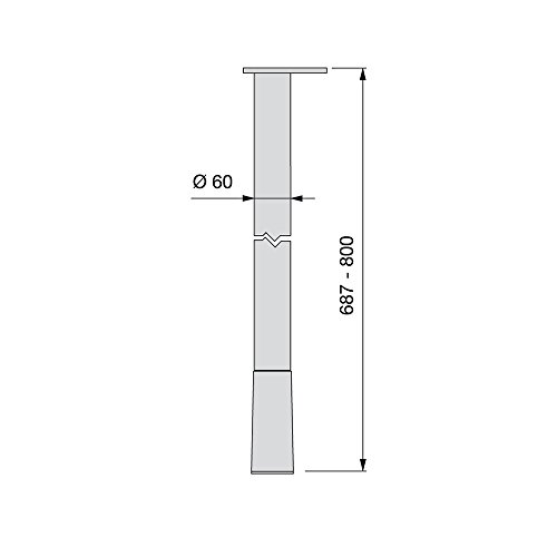 Emuca 2034725 Pata para mesa altura regulable 60x687x80mm en acero pintado aluminio, gris antracita