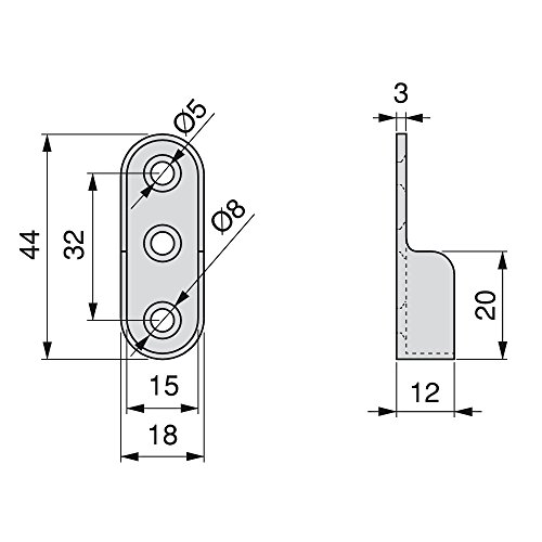 Emuca 7065107 Soporte Lateral para Barra de Armario Oval, Niquelado, Set de 10 Piezas