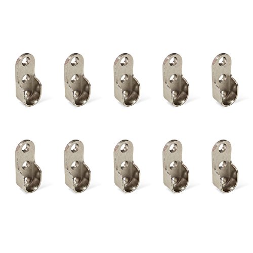 Emuca 7065107 Soporte Lateral para Barra de Armario Oval, Niquelado, Set de 10 Piezas Emuca 7065107 Soporte Lateral para Barra de Armario Oval, Niquelado, Set de 10 Piezas