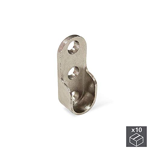Emuca 7065107 Soporte Lateral para Barra de Armario Oval, Niquelado, Set de 10 Piezas Emuca 7065107 Soporte Lateral para Barra de Armario Oval, Niquelado, Set de 10 Piezas