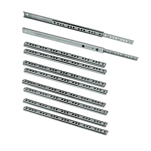 EMUCA Guías Laterales para cajones con rodamiento de Bolas 17mm x 342mm, extracción Parcial, Pack de 5 guías