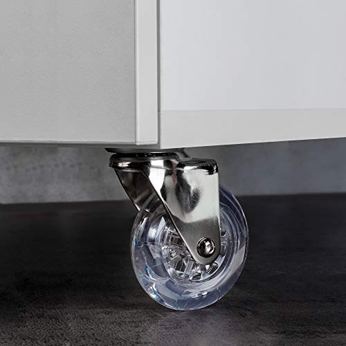 EMUCA - Lote de 4 Ruedas pivotantes para Mueble Ø50mm con Placa de Montaje y rodamiento de Bolas, Ruedas de Goma para Muebles Color Transparente EMUCA - Lote de 4 Ruedas pivotantes para Mueble Ø50mm con Placa de Montaje y rodamiento de Bolas, Ruedas de Goma para Muebles Color Transparente