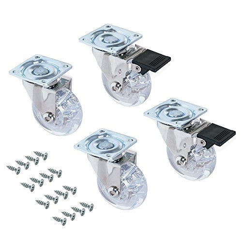 EMUCA - Lote de 4 Ruedas pivotantes para Mueble Ø50mm con Placa de Montaje y rodamiento de Bolas, Ruedas de Goma para Muebles Color Transparente EMUCA - Lote de 4 Ruedas pivotantes para Mueble Ø50mm con Placa de Montaje y rodamiento de Bolas, Ruedas de Goma para Muebles Color Transparente