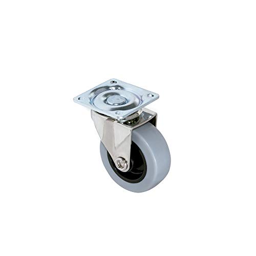 Emuca - Lote de 4 ruedas pivotantes para mueble Ø75mm con placa de montaje y rodamiento de bolas, ruedas de goma para muebles color gris Emuca - Lote de 4 ruedas pivotantes para mueble Ø75mm con placa de montaje y rodamiento de bolas, ruedas de goma para muebles color gris