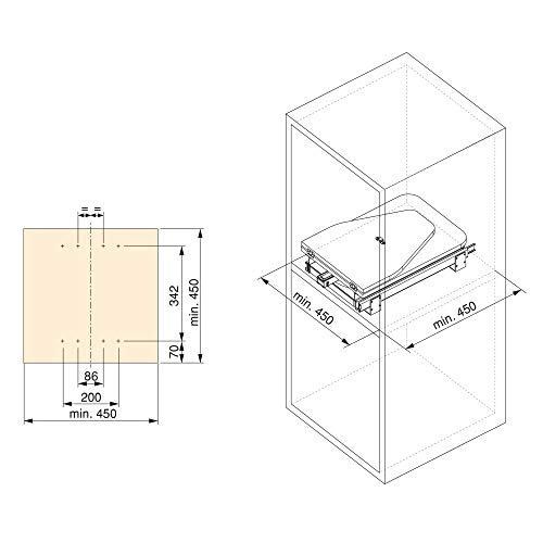 EMUCA - Tabla de Planchar Plegable para Mueble, Tabla con Funda para Centro de Planchado Integrado