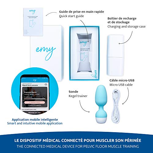 Emy - sonda conectada inalámbrica para la reeducación del perineo - dispositivo médico fabricado en francia - muscule y fortalezca su suelo pélvico - luchar contra incontinencia urinaria