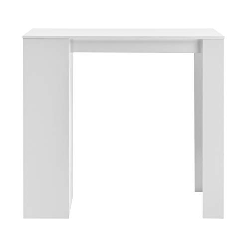 [en.casa] Mesa de Bar de Bistro Elegante 110 x 50 x 103 cm Mesa Alta Cocina Barra integrada para Bebidas con 3 Estantes Blanco