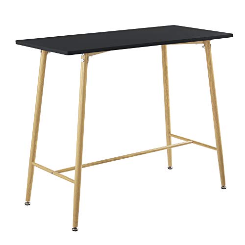 [en.casa] Mesa de Bar Mesa de Bistro Elegante 110 x 50 x 90 cm Mesa Alta Cuadrada Cocina Barra Negro