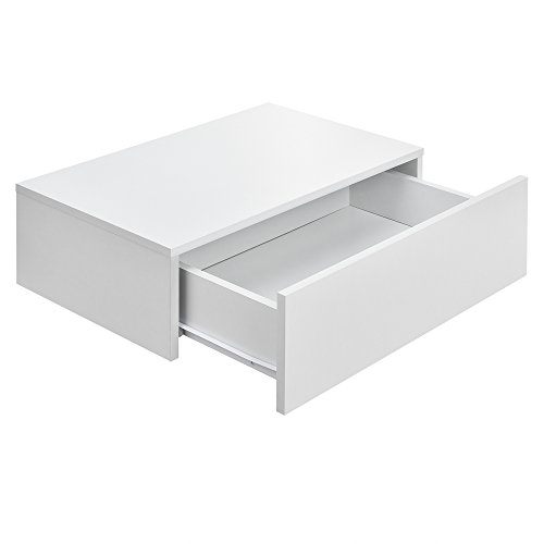 [en.casa] Set de 2 Mesitas de Noche de Pared con cajón - Blanco Mate - 46x30x15cm