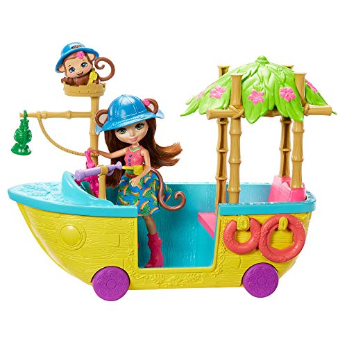 Enchantimals - Barco de la Selva Mágica con Muñeca Merit Monkey (Mattel GFN58) , color/modelo surtido