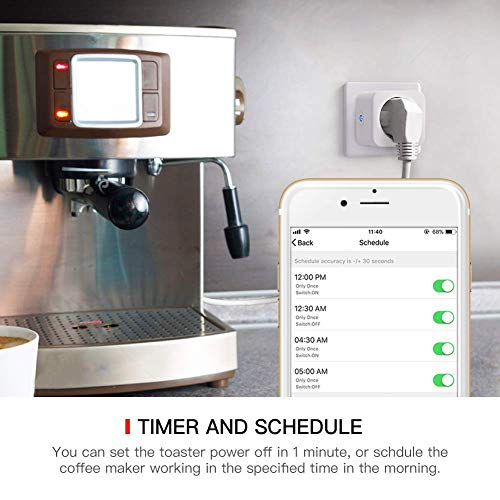 Enchufe Inteligente WiFi TECKIN 16A 3300W Mini Smart Plug Funciona con Siri Amazon Alexa, Echo, Google Home, No se requiere Hub, Función de Temporizador, con Control Aplicaciones en Cualquier lugar