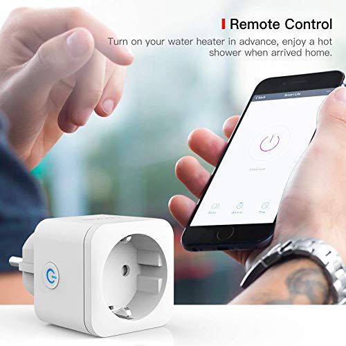 Enchufe Inteligente WiFi TECKIN 16A 3300W Mini Smart Plug Funciona con Siri Amazon Alexa, Echo, Google Home, No se requiere Hub, Función de Temporizador, con Control Aplicaciones en Cualquier lugar