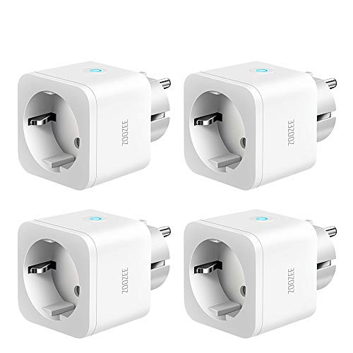 Enchufe Inteligente Zoozee WiFi Enchufe Smart 16A Inteligente Plug Compatible con Google Home Amazon Alexa, App Control en Cualquier Lugar y Tiempo, No Requiere Hub (4 PACK)