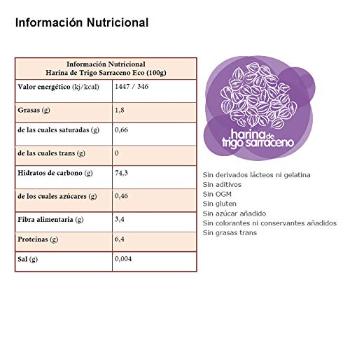 Energy Feelings | Harina de Trigo Sarraceno Ecológica | Harina Integral Sin Gluten | Fácil Digestión | 1Kg