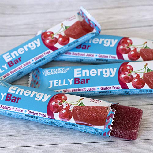 Energy Jelly Bar Cereza. 32g x 24 barritas Aportan vitaminas, minerales y zumo de remolacha. Sin Gluten.