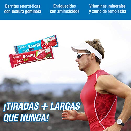 Energy Jelly Bar Cereza. 32g x 24 barritas Aportan vitaminas, minerales y zumo de remolacha. Sin Gluten. Energy Jelly Bar Cereza. 32g x 24 barritas Aportan vitaminas, minerales y zumo de remolacha. Sin Gluten.