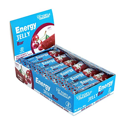 Energy Jelly Bar Cereza. 32g x 24 barritas Aportan vitaminas, minerales y zumo de remolacha. Sin Gluten.