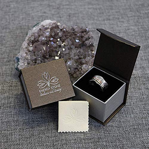 Energy Stone hoja de palmera 3d hojas de palmera Meditación Spinning anillo en plata de ley (SKU UK42)