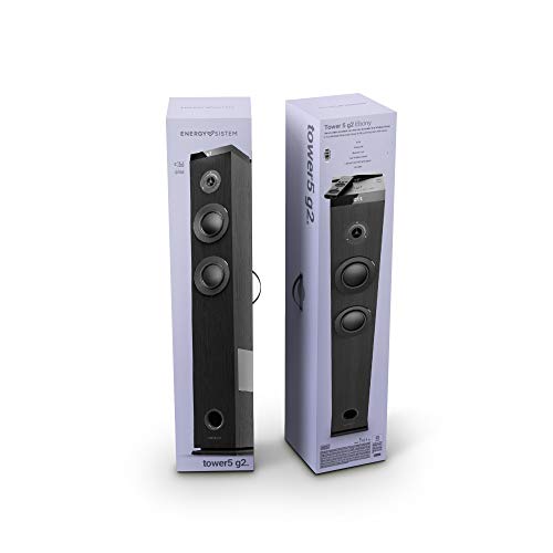 Energy Tower 5 g2 (65 W, Bluetooth 5.0, True Wireless Stereo, Radio FM, USB/MicroSD MP3 Player, Audio-In)-Negro