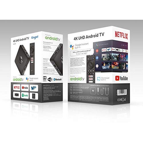 Engel EN1015K, Android TV Box 4K UHD, Asistente de Google Chromecast, Smart TV Box